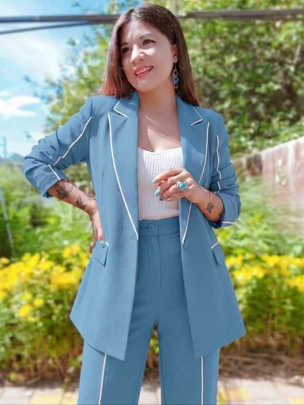 2pcs Stylish Oversized Blazer Jacket With Matching Pants Outfit Set